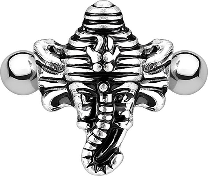 Produktbild Star Piercing Micro Barbell Manschette silber Elefant (ohne Messing, Chirurgenstahl 316L)