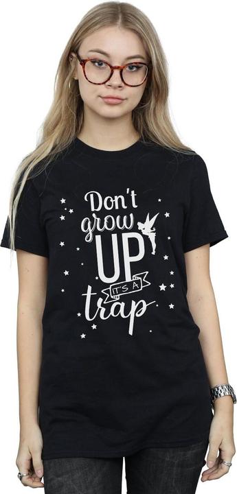 Actual product image Disney Womens/Ladies Tinker Bell Don't Grow Up Cotton Boyfriend T-Shirt (XL)