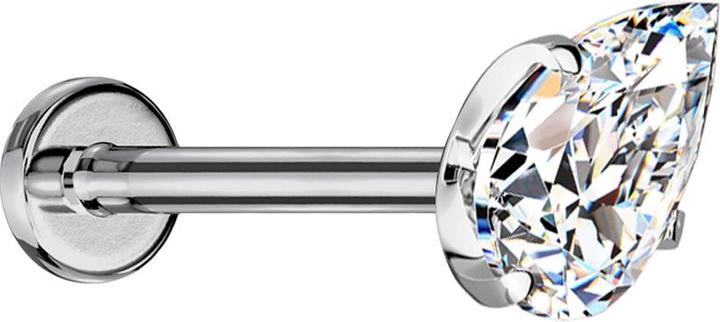 Image du produit Star Piercing Micro Threadless Labret silber mit Kristalltropfen silber gefasst (sans laiton, Titane G23)