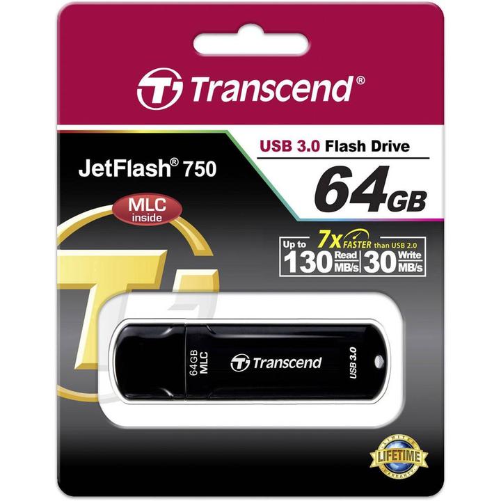 Image du produit Transcend 64GB JETFLASH 750, USB 3.0 (64 Go, USB-A, USB 3.1)
