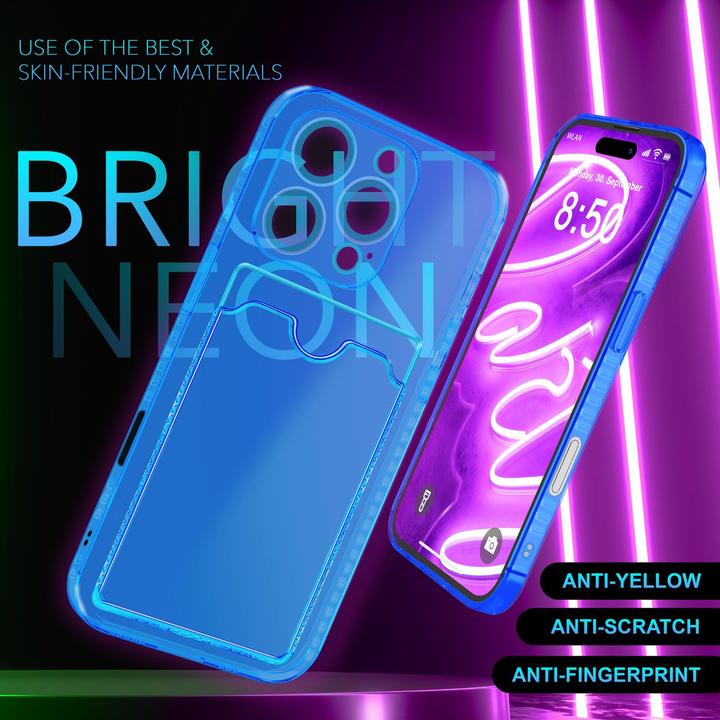 Immagine prodotto Nalia Portacarte trasparente in silicone trasparente al neon (Apple iPhone 16 Pro Max)