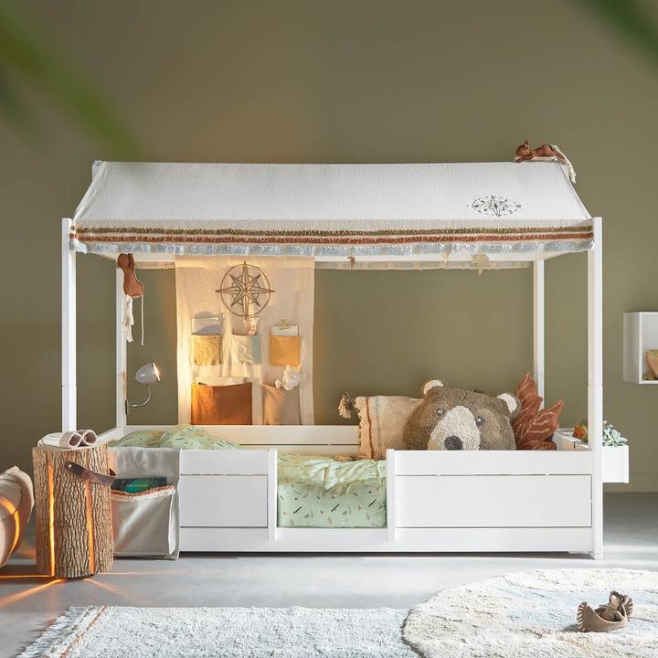Immagine prodotto Lifetime Kidsrooms 4 in 1 letto KOMBI Canoe Adventure con tetto in tessuto, parete posteriore deluxe a doghe (90 x 200 cm)