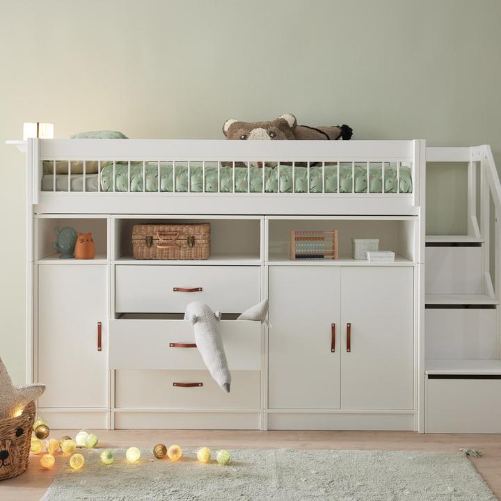 Image du produit Lifetime Kidsrooms ALL IN ONE KOMBO, Lit mi-hauteur avec bureau 152 Roulettes Sommier à lattes (102 x 257 cm)
