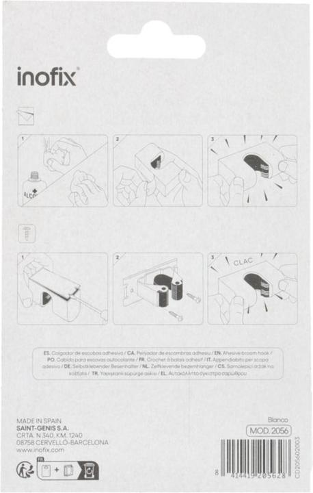 Actual product image Inofix Adhesive hooks for brooms, white