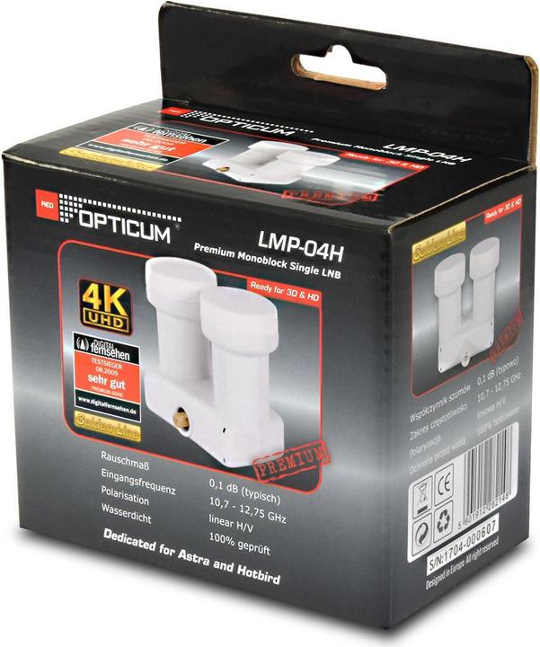 Actual product image Opticum Monoblock Single LMP-04H (AH) 6° Astra Hotbird (Single LNB, 40mm)