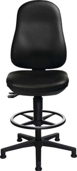 Image du produit Topstar Siège de travail Point 70 C patins + repose-pieds rembourrage similicuir noir 590-840 mm