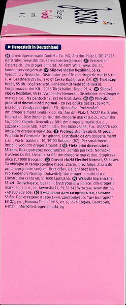Nutritional values and ingredients dm Jessa Panty liners Flexible (55 x, Panty liners)