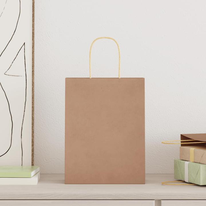 Actual product image VidaXL Kraft paper bags 50 pcs. with handle brown 22x11x28 cm paper bag (Gift bag, 50 x)