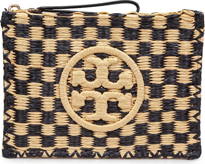 Actual product image Tory Burch pouch ella in raffia in raffia natural and black color