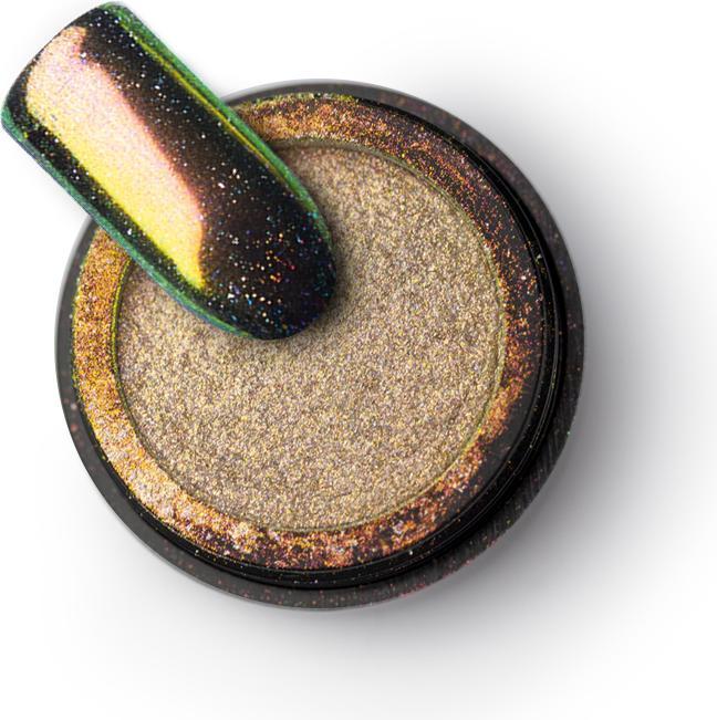 Actual product image BrillBird Chrome powder Diamond holo Gold