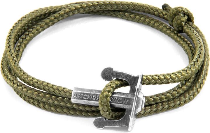 Image du produit Anchor & Crew Bracelet Ancre Union Argent Et Corde Vert Kaki (Solide .925 en argent sterling)