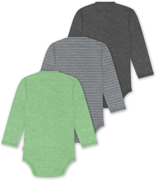 Actual product image Normani Set of 3 baby body wrap long sleeve toddler bodysuit made from merino wool - 9357 (50)