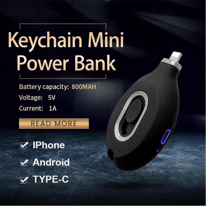 Produktbild PhoneLook Mini Power Bank emergency Schlüsselanhänger externe Batterie 800mAh (Android USB-C) (800 mAh)