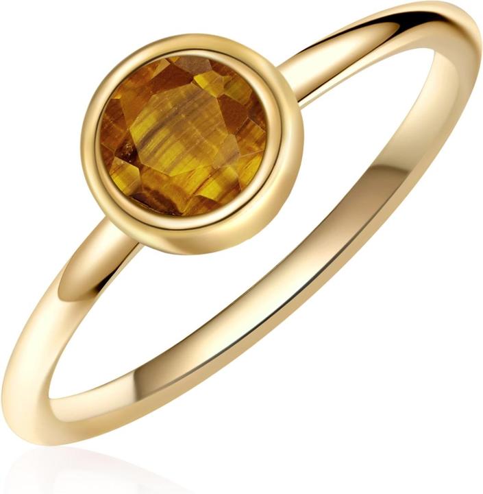 Actual product image Glanzstücke München Ladies Sterling Silver Tiger Eye Yellow Gold - 28691 (58, 925 Silver)