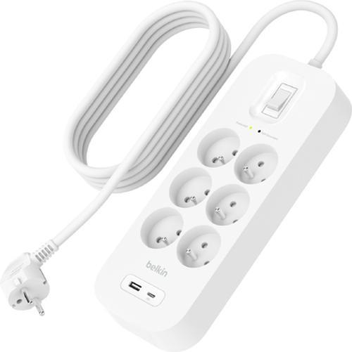 Productafbeelding Belkin Overspanningsbeveiliging met USB C 6 stopcontacten (6 x, 2 m)