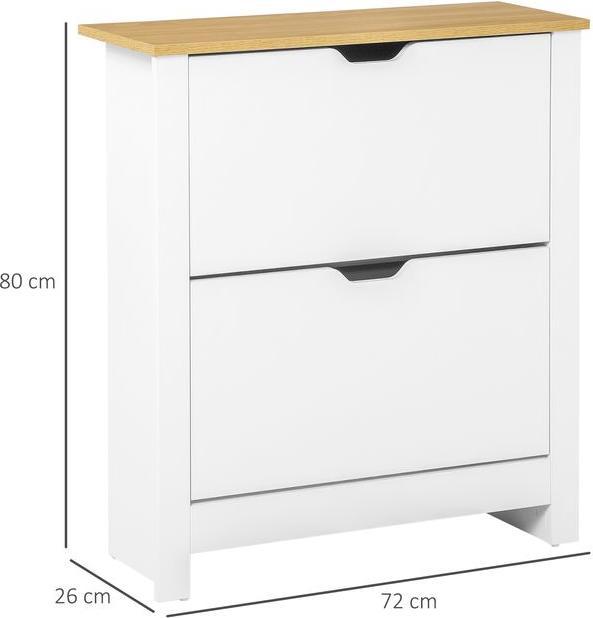 Immagine prodotto Swisshandel24 Scarpiera, 2 scomparti, 12 paia di scarpe, 72cmx26cmx80cm, bianco + marrone