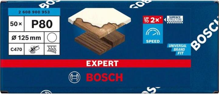Actual product image Bosch Professional Zubehör EXPERT C470 Abrasive paper without holes for angle grinders and drills, 125 mm, G 80, 50 pcs. (80)