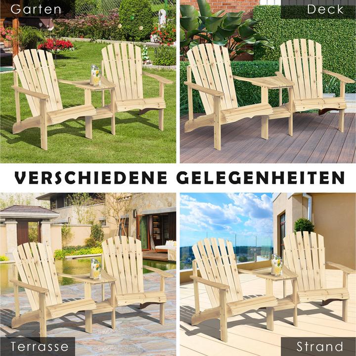 Actual product image Outsunny Garden Bench with Table and Umbrella Hole