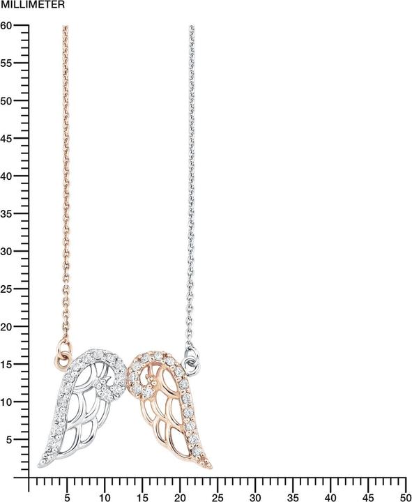 Image du produit Amor Collier de 42 cm avec pendentif en forme d'aile en argent massif de titre 925 (Argent)