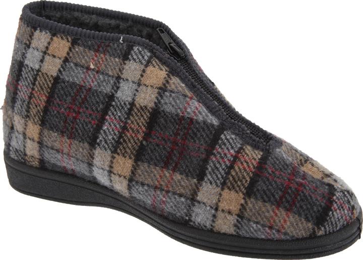 Produktbild Universal Textiles Jed II ThermoHausschuhe Pantoffeln mit Reissverschluss kariert (44)