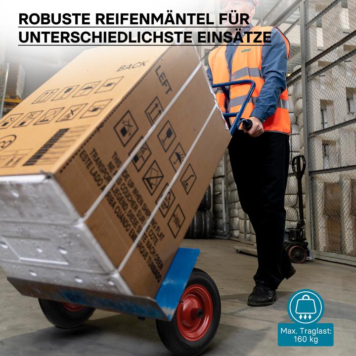 Produktbild Wiltec Rad Reifen 4.00-8 160kg Winkelventil Luftreifen Felge Ersatzrad Sackkarre (160 kg)