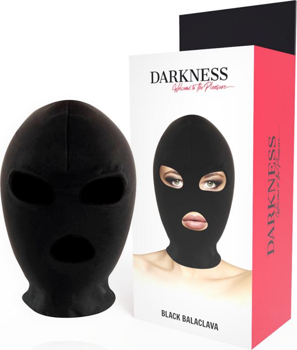 Actual product image Darkness Black Balaclava" head mask with eye and mouth opening