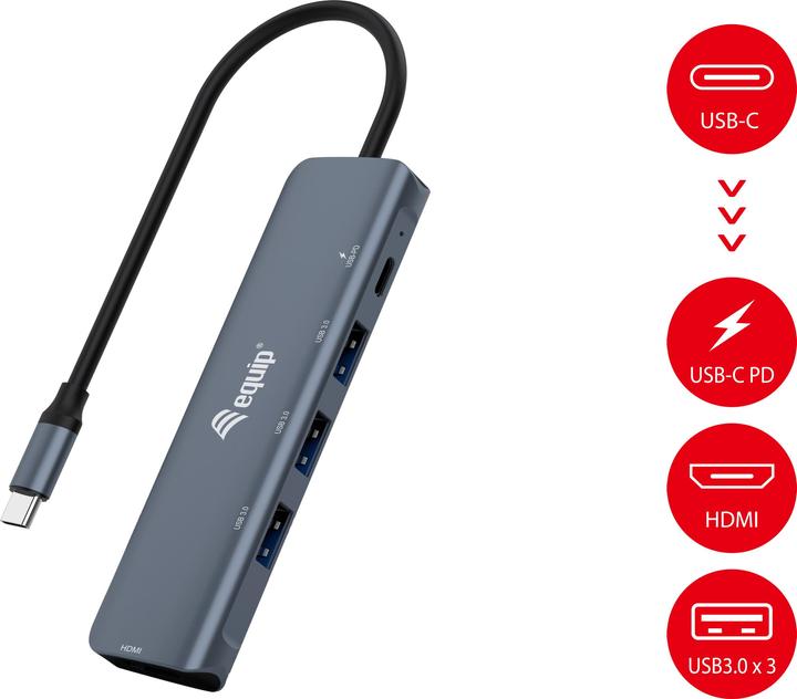Produktbild equip Multifunctional Adapter (USB-C, 5 Ports)