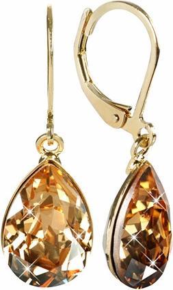 Produktbild Levien Elegant gold-plated earrings with Pear Golden Shadow crystals