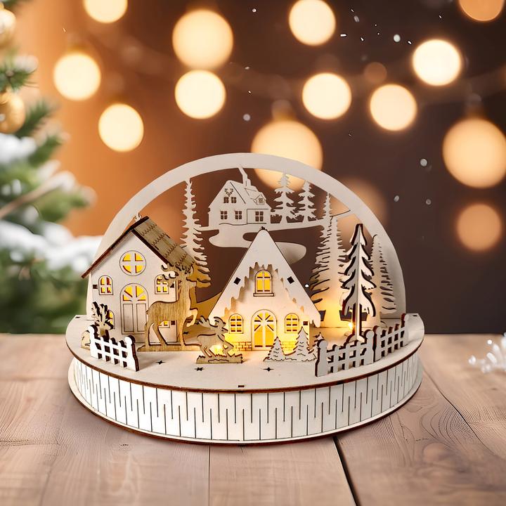 Actual product image HTI-Living Weihnachtsszene beleuchtet Winterdorf und Rehe