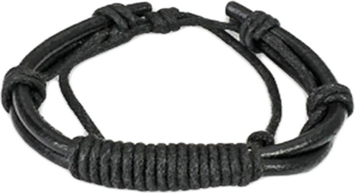 Actual product image Star Piercing Leather bracelet black with long knot (Leather, without brass)