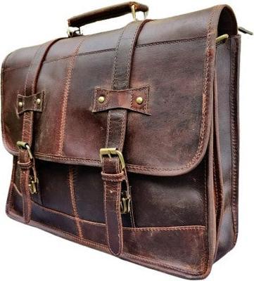 Produktbild Only-Bags.Store 16-Zoll-Leder-Messenger-Tasche, Leder-Laptop-Tasche, Umhängetasche, Crossbody Laptop-Tasche