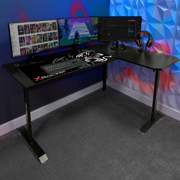 Produktbild X Rocker Bureau de jeu en coin en L réversible Panther XL Ambi Noir Carbone
