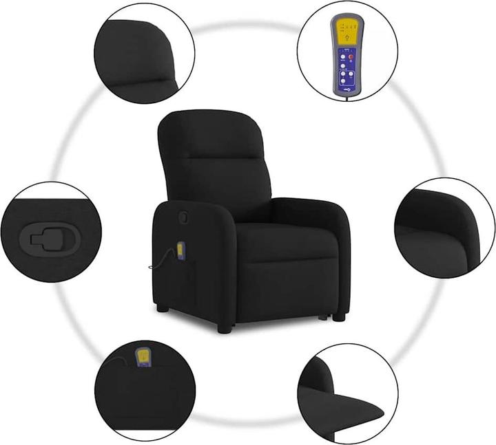 Actual product image VidaXL Massage chair with stand-up aid black fabric