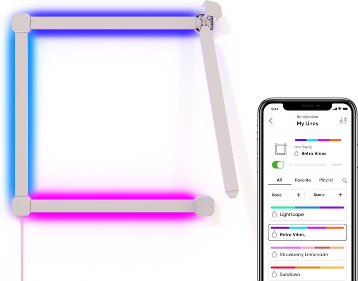 Actual product image Nanoleaf Lines Squared Starter Set (Multicoloured, 252 cm, Indoor)