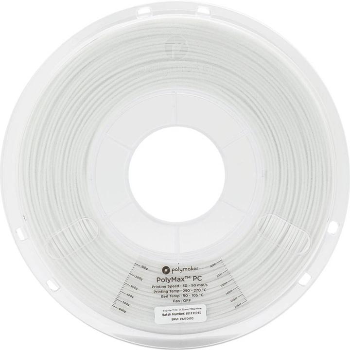 Produktbild Polymaker PC02002 Polymax Tough Filament PC (Polycarbonat) hohe Steifigkeit, hit (Carbon, 1.75 mm, 750 g, Weiss)