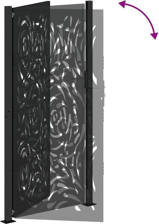 Produktbild VidaXL Gartentor Schwarz 105x205 cm Stahl Flammen-Design Zauntor Outdoor Tor