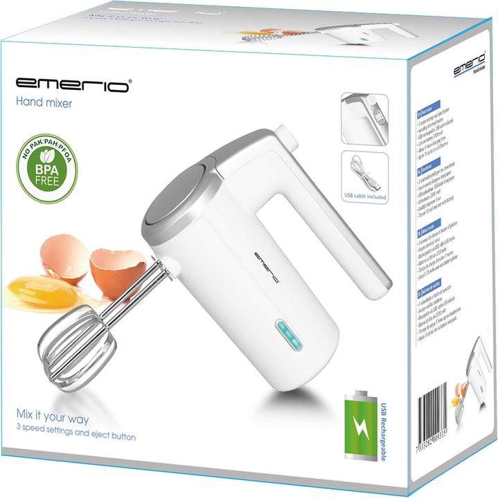 Immagine prodotto Emerio Miscelatore manuale a 3 velocità con funzione di inversione a batteria (80 W)