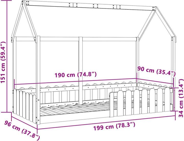 Image du produit VidaXL Lit d'enfant Lit d'intérieur (90 x 190 cm)