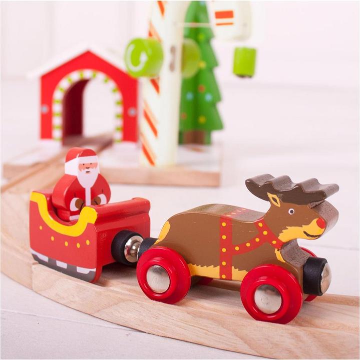 Actual product image Bigjigs Wooden Santa Claus, sleigh and reindeer