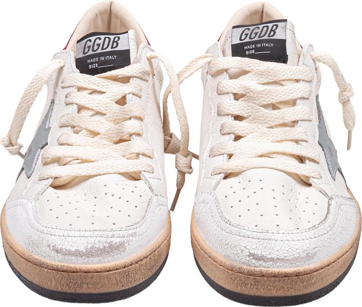 Produktbild Golden Goose ball star sneakers in leather and suede color white / silver / red (42)