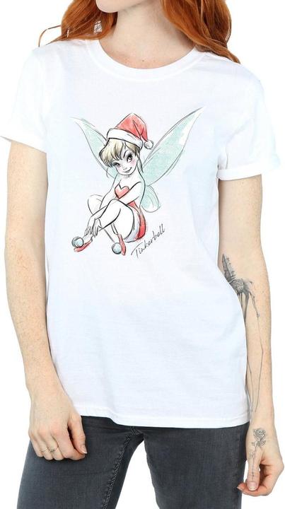 Actual product image Disney Womens/Ladies Tinkerbell Christmas Fairy Cotton Boyfriend T-Shirt (XXL)