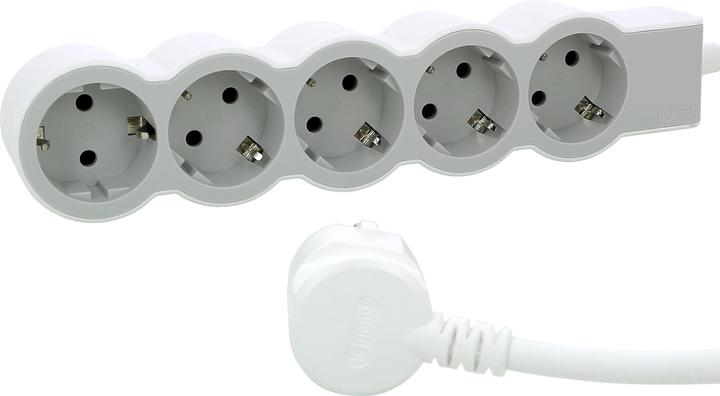 Legrand Multiprise plate 5x prise, 3 mètres de câble blanc-gris 694563 (5 x, CEE 7/3, CEE 16/5, 3 m)