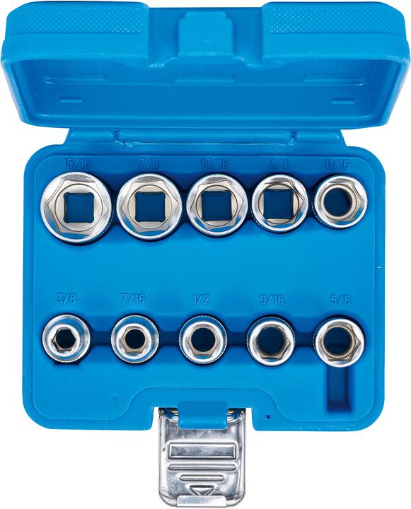 Actual product image BGS Socket Set, Hexagon 12.5 mm (1/2") Drive Inch Sizes 10 pcs.