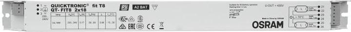 Actual product image Osram QT-FIT8 2X18 - 50000 h - -15 - 50 °C - 198 - 264 V - 50/60 Hz - 15 A - 30 mm
