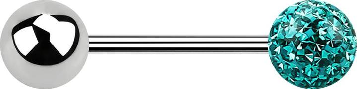Image du produit Star Piercing Micro Barbell silber mit Kugel und Kristallkugel türkis Epoxy Schutzschicht (sans laiton, Acier chirurgical 316L)