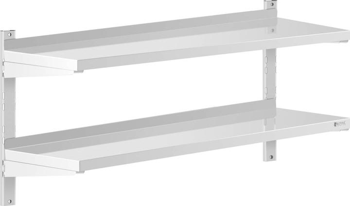 Actual product image Royal Catering Stainless Steel Wall Shelf - 2 shelves - 40 x 120 cm (120 x 40 cm)