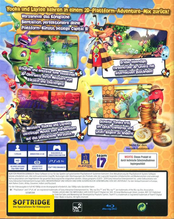 Immagine prodotto Team17 Yooka-Laylee e la Tana dell'Impossibile (PS4, DE)