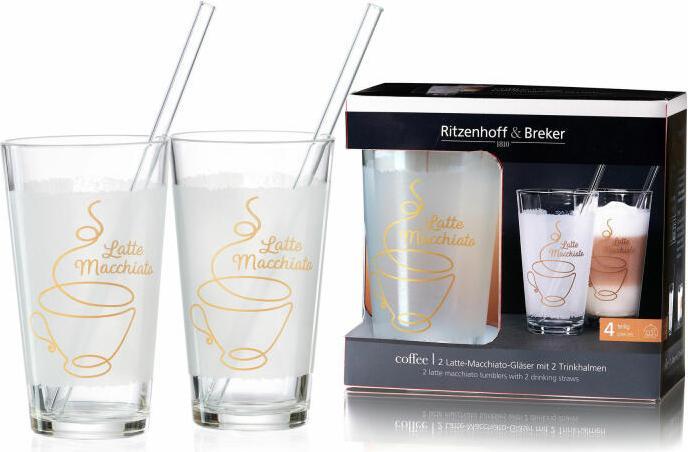 Image du produit Ritzenhoff & Breker Set à latte macchiato "COFFEE" forme conique, avec décor, lavable au lave-vaisselle