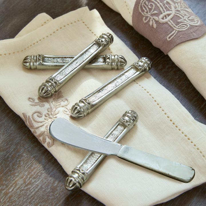 Actual product image Loberon Knife bench set of 4 Lafox antique silver