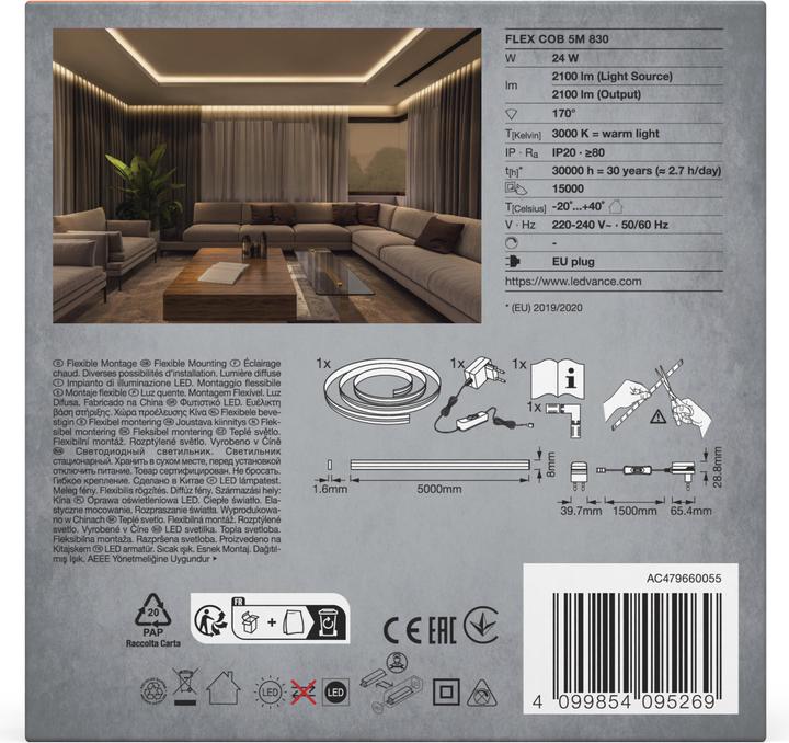 Produktbild Ledvance Cob Strips White (Warmweiss, 500 cm, Indoor)